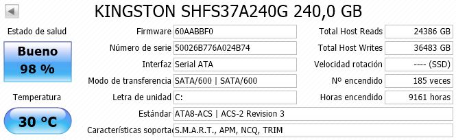 CrystalDiskInfo Datos básicos SSD