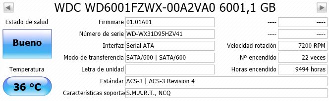 CrystalDiskInfo Datos básicos disco mecánico