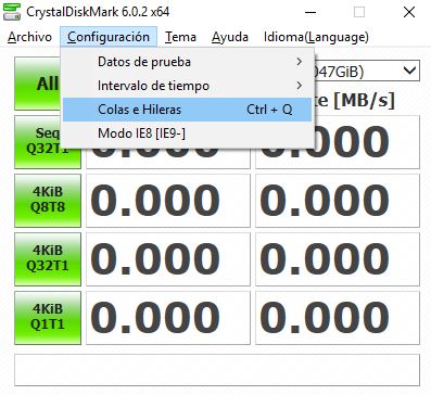 CrystalDiskMark Colas e Hileras