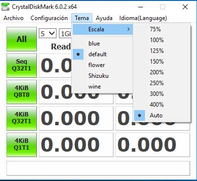 CrystalDiskMark Apariencia