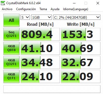 CrystalDiskMark Resultado Test