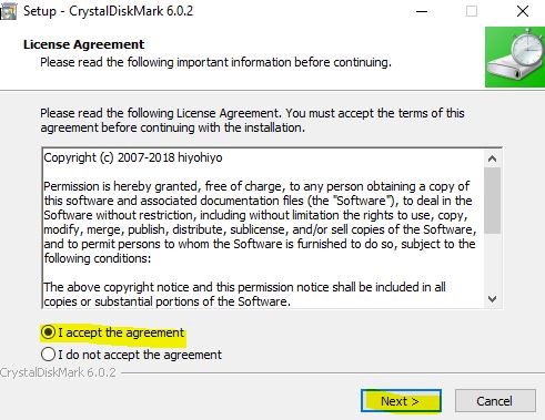 CrystalDiskMark términos de licencia