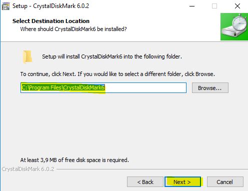 CrystalDiskMark Ruta de Instalación