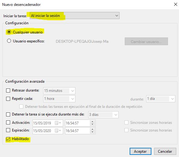 Chromium Tarea Desencadenador