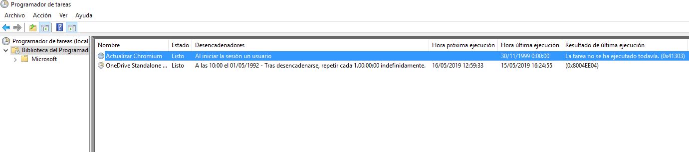 Chromium tarea programada