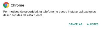 Alerta de seguridad de Instalación de APL para Android