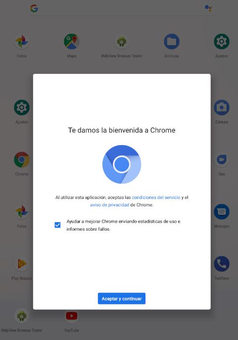 Chromium para Android funcionando