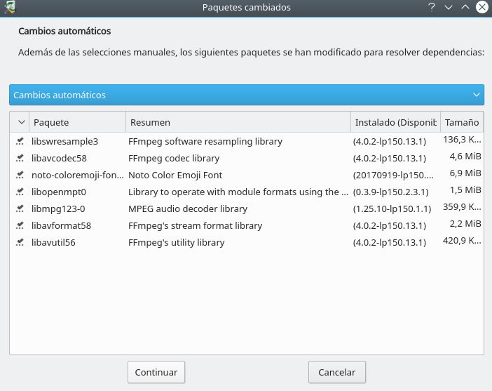 Dependencias necesarias Chromium YaST2