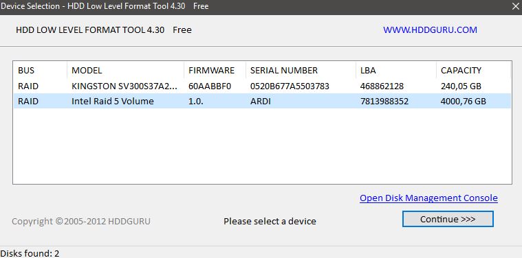 Hard Disk Low Level Format Tool