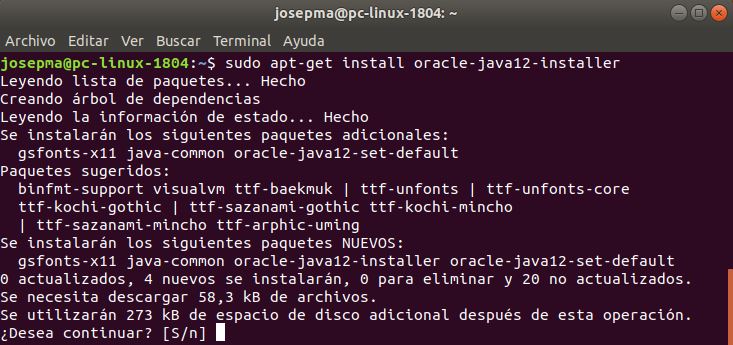 sudo apt-get install oracle-java12-installer