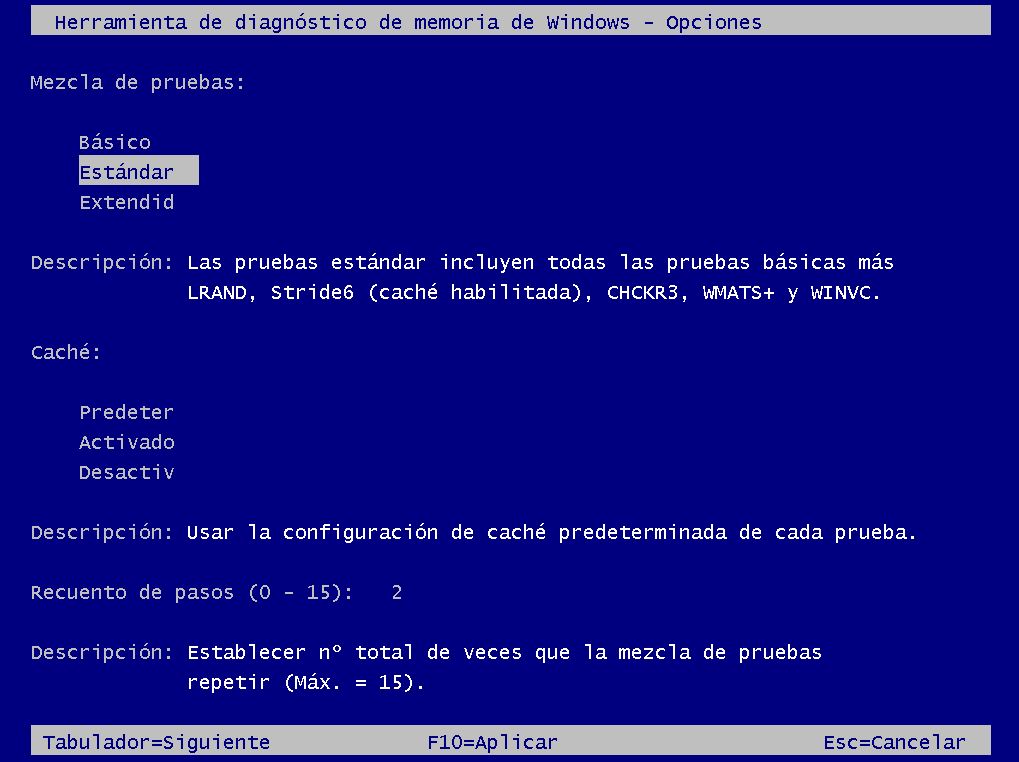 Funcionamientos Diagnóstico Memoria RAM Windows