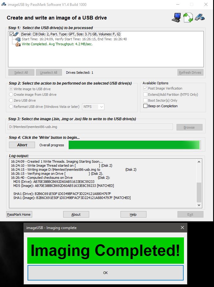 Memtest86 imageUSB.exe
